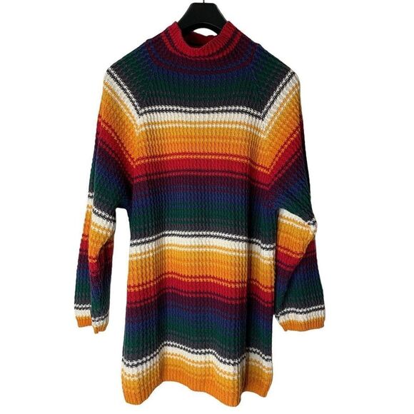 Vintage Nuggets rainbow striped sweater mock neck women's size large - Picture 1 of 4
